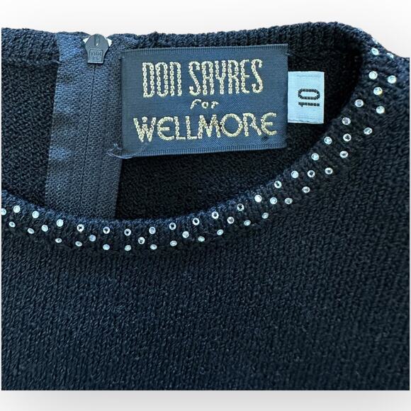 Don Sayres for Wellmore Vintage Black Long Sleeve Embellished‎ Dress Size 10 - Picture 2 of 8